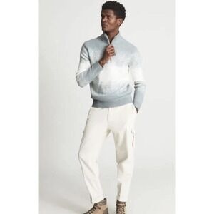 Reiss Dylan Mens Zip Neck White Gray Ombré Wool Blend Sweater Pullover Size 2XL